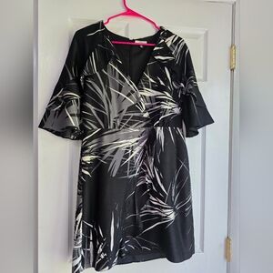 # H Halston Tropical Ruffle Sleeves Wrap Style Short Dress New With Tags